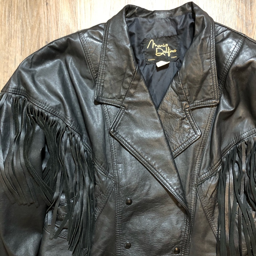 Vintage 70’s Cropped Leather Fringed Jacket - Picture 8 of 17